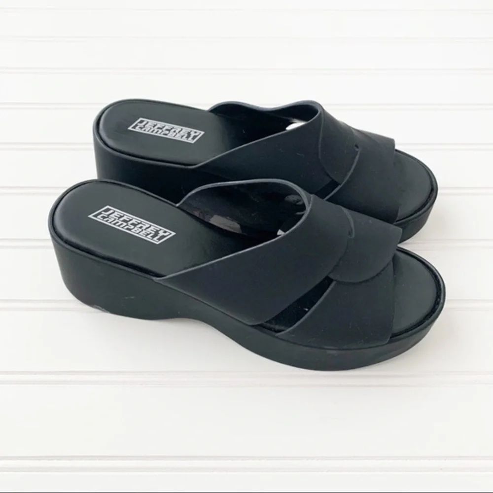 Jeffrey Campbell Womens 8 Jelly Slide Black Platforms